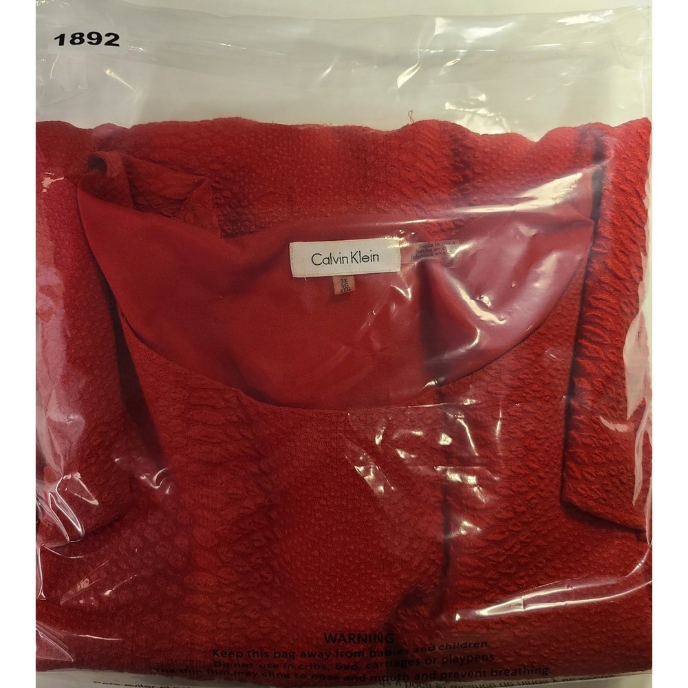 Calvin Klein Red Snakeskin Textured Blouse Scoop Neck 3/4 Sleeve Plus Size 3X - Picture 12 of 12